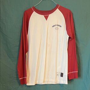 Harley-Davidson Mens white and Red Long Sleeve Tee